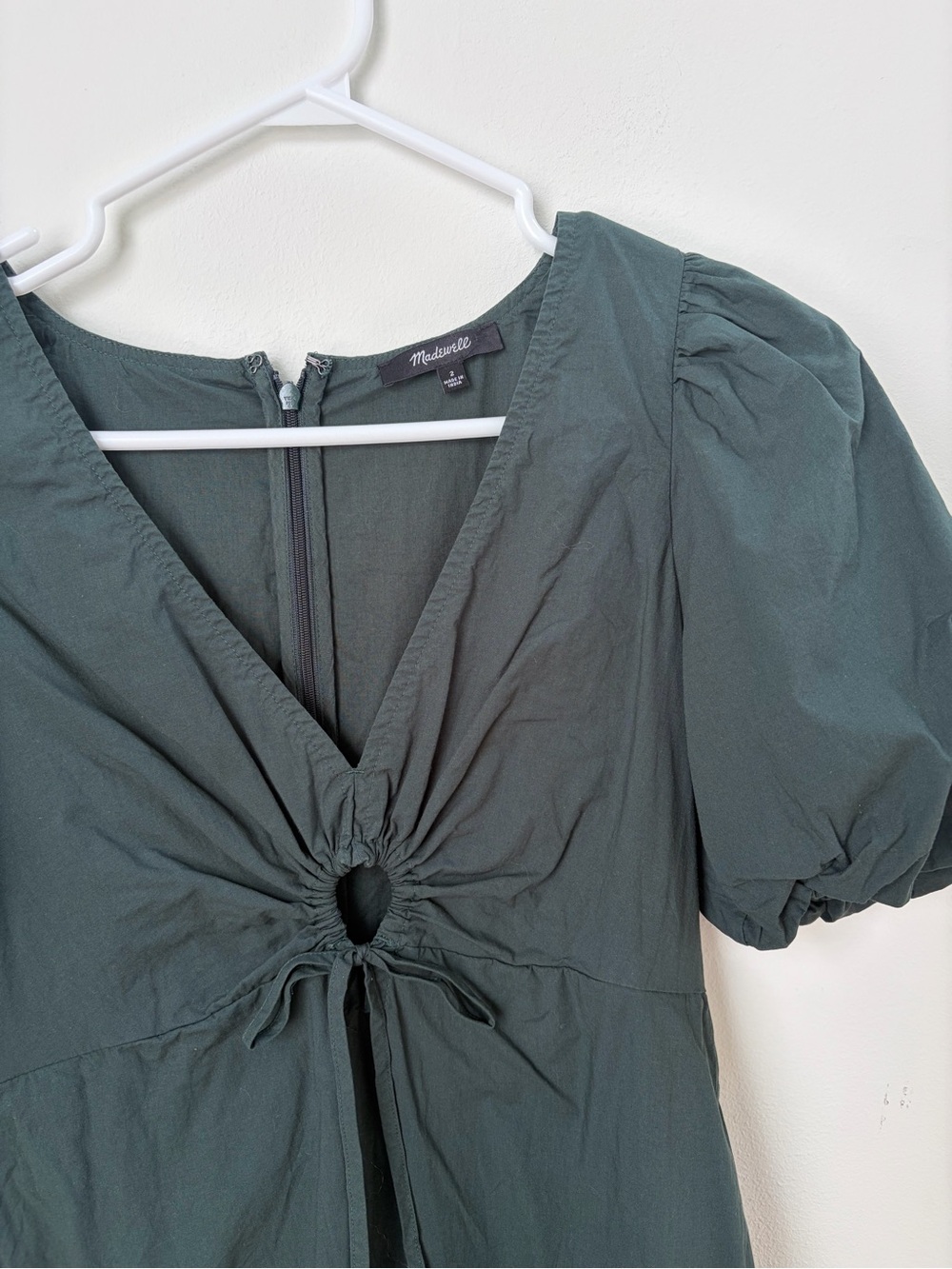 MADEWELL $191 POPLIN CUTOUT PUFF SLEEVE MIDI - Picture 5 of 8